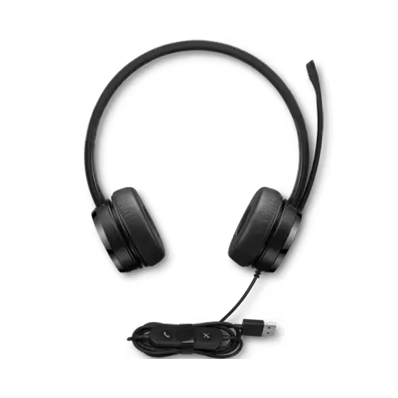 Lenovo USB-A Wired Stereo On-Ear Headset (with Control Box)