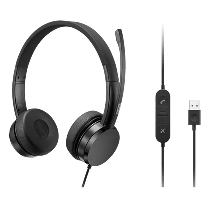 Lenovo USB-A Wired Stereo On-Ear Headset (with Control Box)